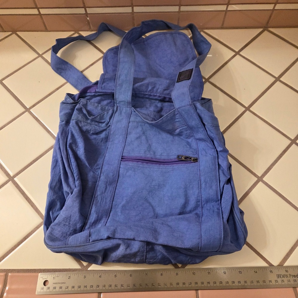 Mondo Blue Nylon Convertible Tote Backpack Multi Pocket Y2K Gorpcore Bag